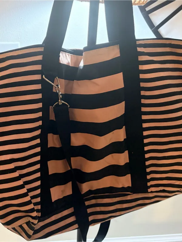 PINK Victoria's Secret Black and Tan Striped Tote - Image 6