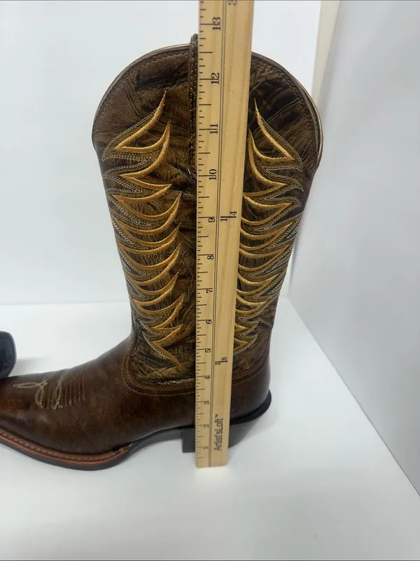 Ariat Brown Leather Embroidered Western Heeled Boots - Image 8