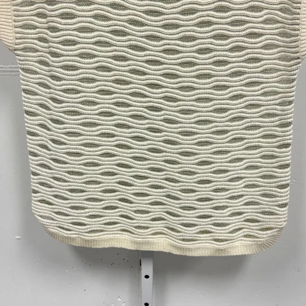 Ann Taylor Cream Metallic Wavy Knit Short Sleeve Sweater Top Large Relaxed Fit - Image 4