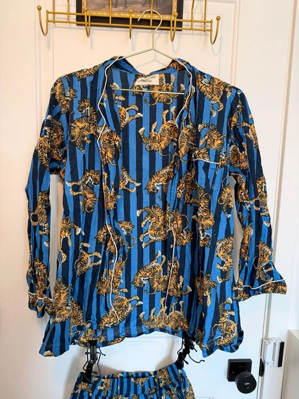 Cute Fun Tiger Print Cotton PJs 2-Piece Pajama Set - Image 4