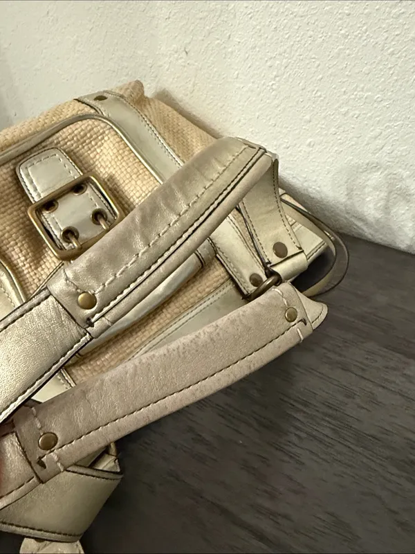 Coach Legacy Vintage Straw Metallic‎ Gold Leather Tote Bag M05K-113 - Image 13