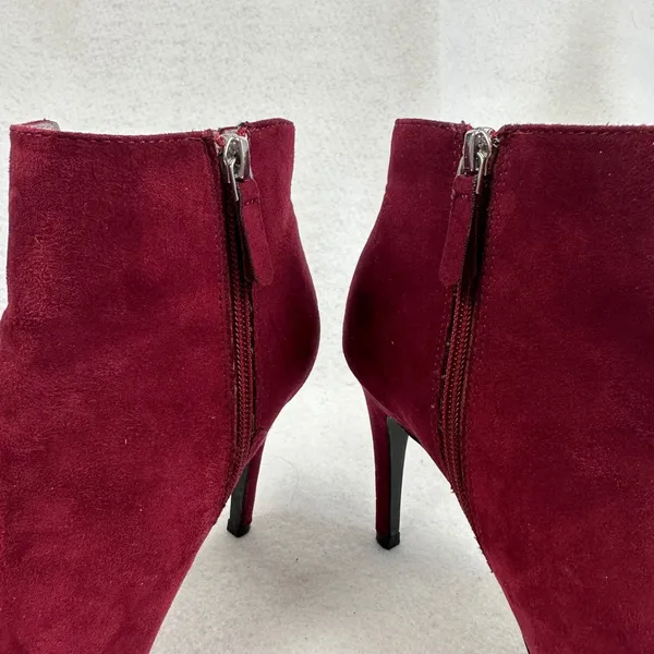 Kelly Katie Burgundy‎ Suede Cutout Stiletto Heel Ankle Boots Womens 6.5 Party - Image 5
