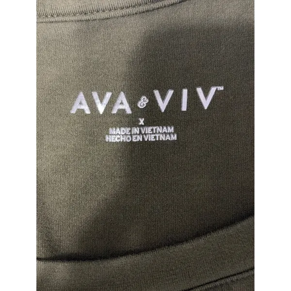 Ava & Viv Olive Green Sleeveless Swing Dress Plus Size 1X Tank Knit Scoop Neck - Image 7