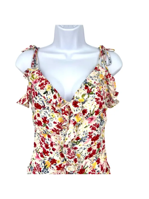 ASTR The Label Ditsy Floral Coquette Ruffle Mini Dress White Multicolor Size XS - Image 5
