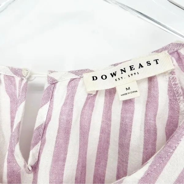 Downeast Brighton Linen‎ Blend Striped Ruffle Blouse Women's Size M Cottagecore - Image 6