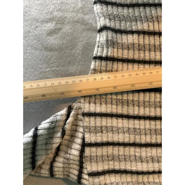 Anthropologie Saturday Sunday Cowl Turtleneck Sweater M Grey Black Striped - Image 9