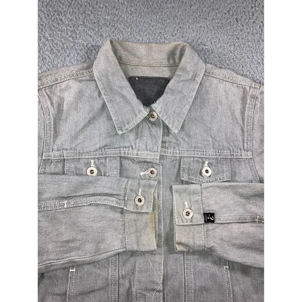 Vintage Guess USA Women M Gray Denim Trucker Jacket 90s American Tradition Flaw - Image 13