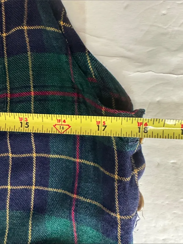 S.Roberts Green and Navy Plaid jumper Midi Dress drop pockets school girl vtg M - Image 11