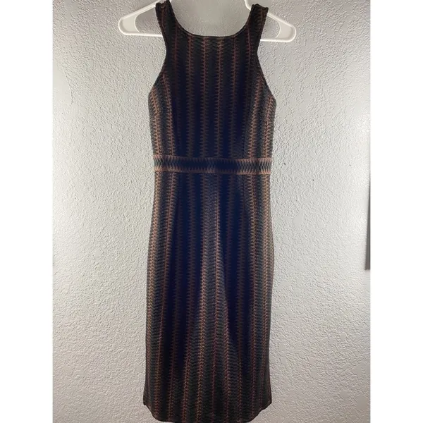Anthropologie Maeve Meridian Midi Striped Quilted Brown Black Dress NWT - Image 4