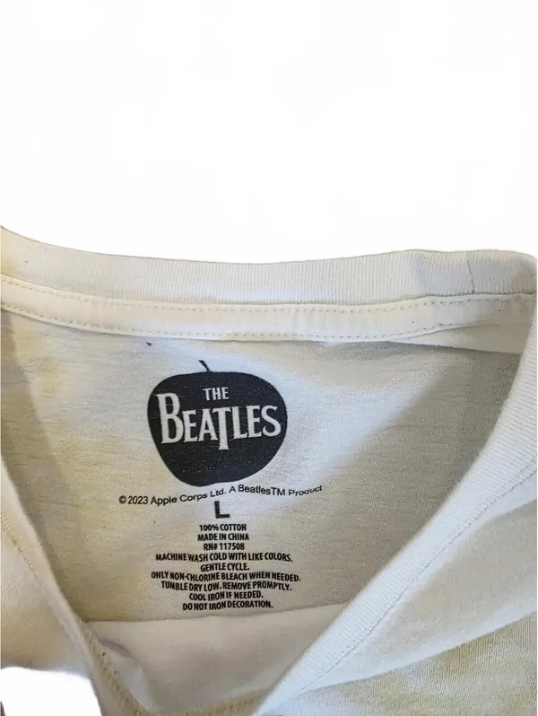 The Beatles Abbey Road Women’s Yellow Tie Dye Rainbow Crop T-Shirt Size Large - Image 6