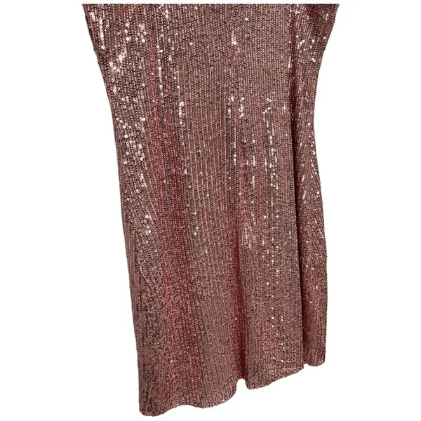 Lulus Party in Style Sequin Sleeveless Mini Lined V Neck Dress Light Pink XL - Image 10