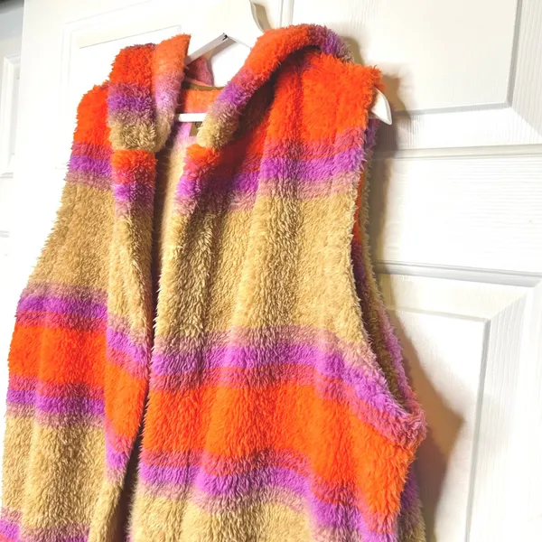 Koolaburra by UGG Sherpa Fleece Striped Hooded‎ Vest XL - Image 3