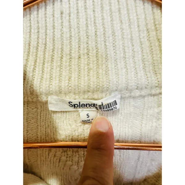 SPLENDID Off-White Wool Blend Quarter Zip Long Sleeve Dakota Half Zip Sweater S - Image 6