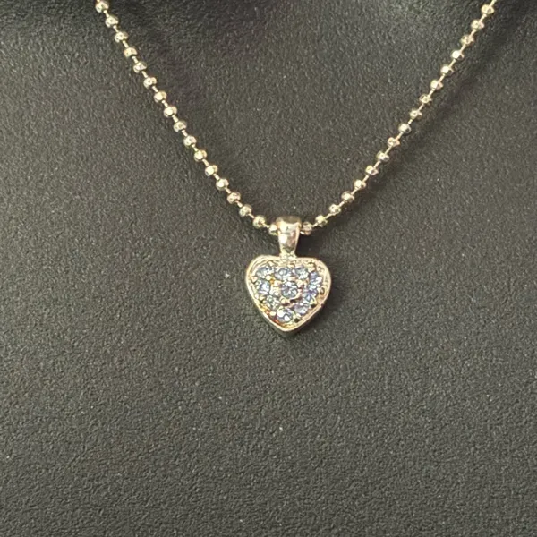 Silver tone pave heart pendant necklace - Image 2