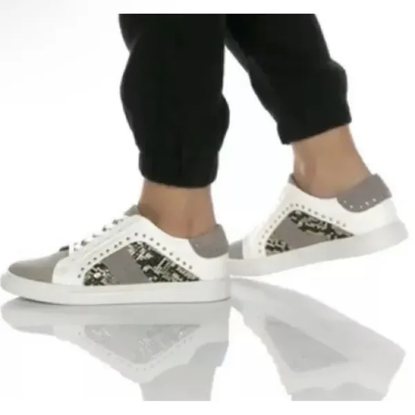 Steve Madden Annita Sneaker Leather Reptile Snakeskin Studs 7.5‎ Tennis Shoe - Image 3