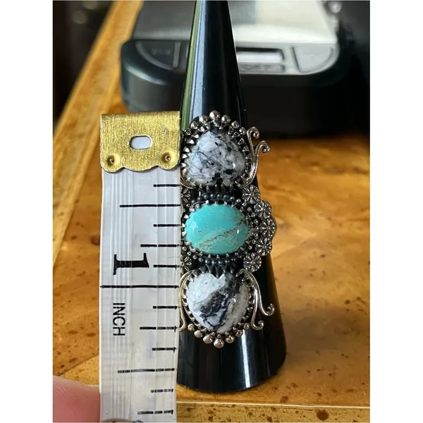 White Buffalo Nevada Turquoise Heart Ring Discounted Size 8 - Image 7