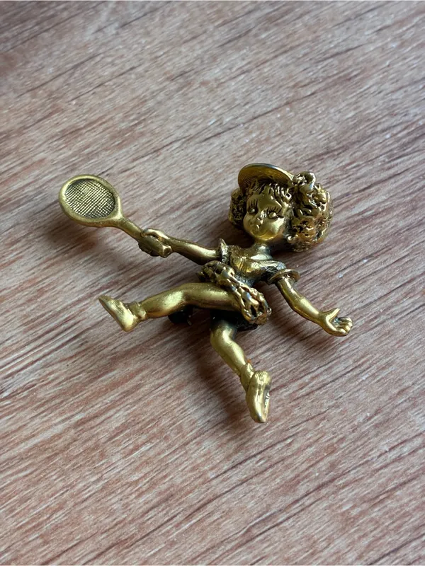Tortolani Vintage Gold Tennis Brooch Pin - Image 6