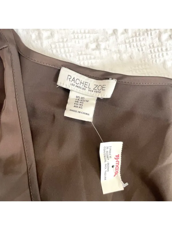 NWT Rachel Zoe Brown Sleeveless Maxi Dress with Pockets Empire Waist XS Satin - Image 4