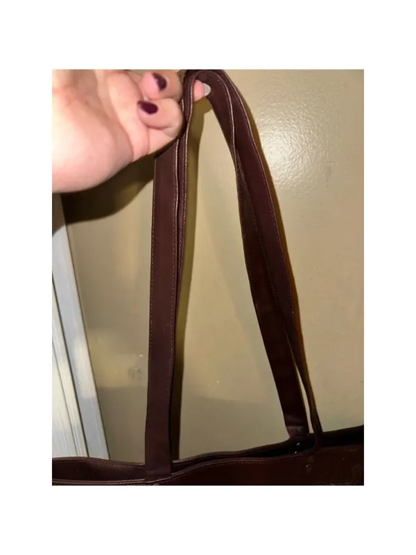 Yih Jou 605 Brown Genuine Leather Textured Large Tote Bag - Image 3