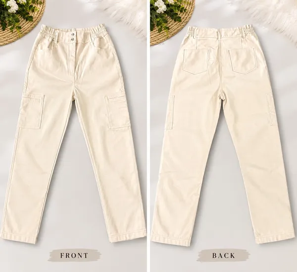 NWOT Shinestar Cream Faux Leather High Waist Cargo Pants L⁠🎀 - Image 3