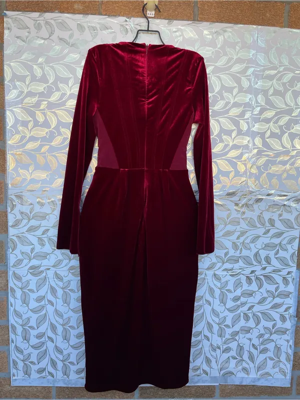 House of CB Solaine Velvet Corset Gown S Burgundy Gothic Vampire - Image 14