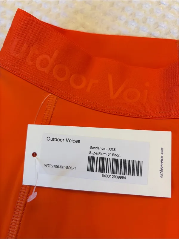 NEW! Outdoor Voices XXS Sundance SuperForm 5” Bright Orange Bike Yoga Shorts - Image 3