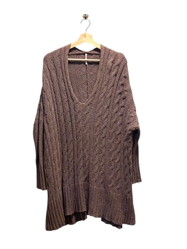 Free People Easy Cable Oversized Sweater Mocha Size L Boho Hippie Cottagecore - Image 2