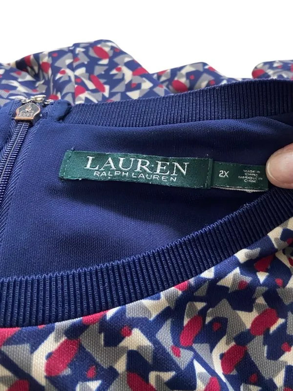 Lauren Ralph Lauren Midi Dress Blue Size 2X Preppy Party Career Vacation Plus - Image 3