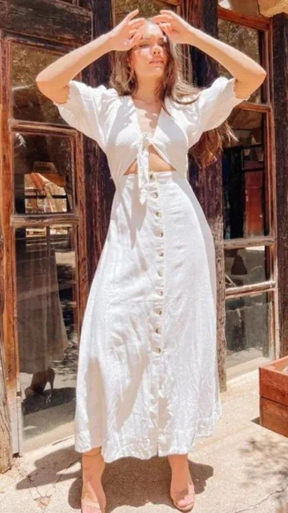 FREE PEOPLE String of Hearts Cutout Maxi Dress in White Size X-Small - Image 5