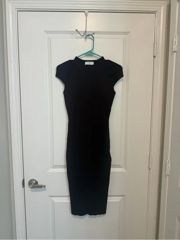 Bailey 44 Revele Dress Small Burgundy Holiday Party Ribbed Open Back Bodycon - Image 3