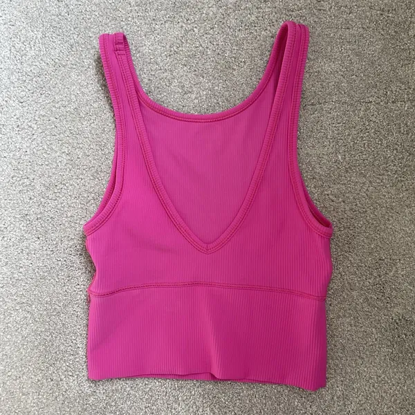 Lululemon Power Pivot Ribbed Crop Tank Top Sonic Pink Athletic Size XS/S - Image 2