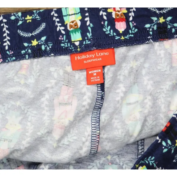 NEW Holiday Lane Womens Nutcracker Christmas Cotton Pajama Pants Navy Blue M - Image 3