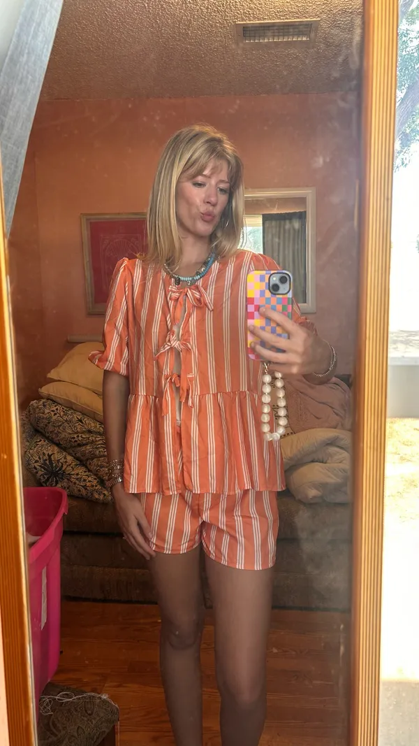 Amazon Orange and white striped matching set - Image 3