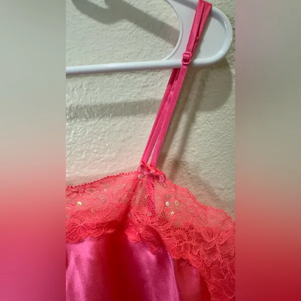 Victoria's‎ Secret Y2K Vintage Neon Pink Satin Lace Top Size M - Image 6