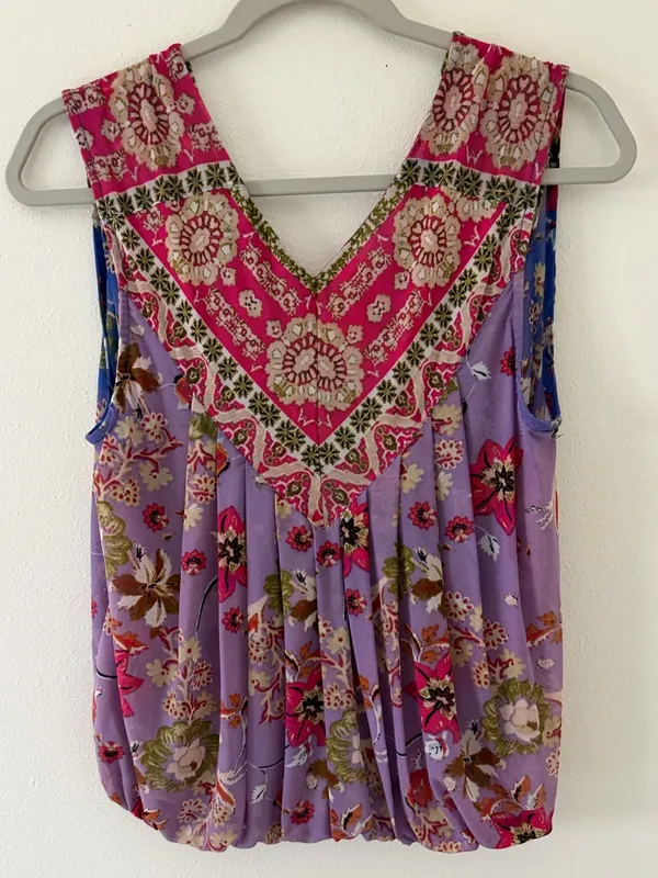 Free people Havana Whimsical Floral Print Sleeveless Surplice Tank Top size XS - Image 4