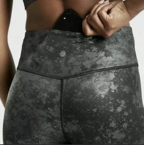 Athleta Elation Misty Lace Black Shimmer Tight Leggings - Image 3