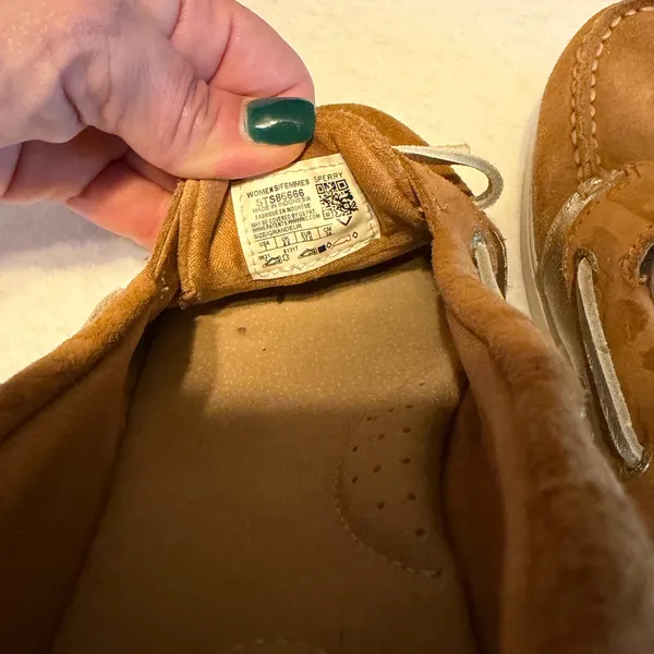 Sperry Women’s Suede Boat Shoes Tan Leather Lace Loafers Size 6 - Image 5
