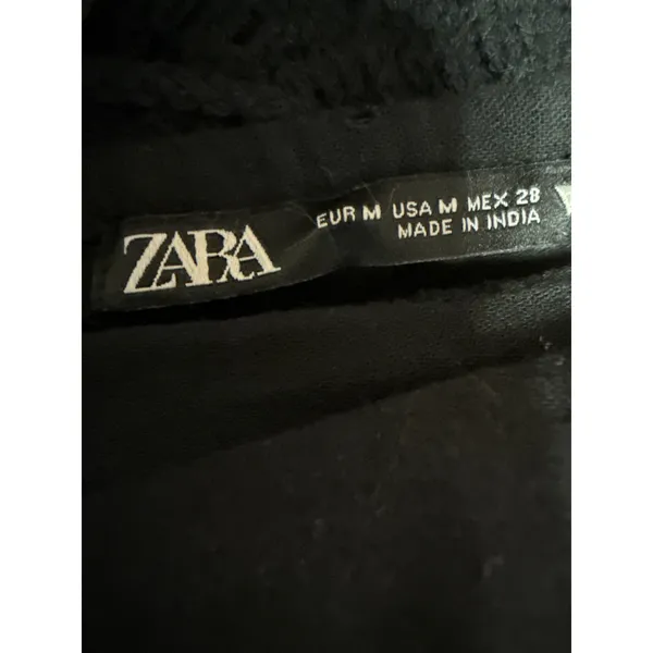 Zara Black Halter Sleeveless Crochet Open Knit Peplum Blouse Cami Top Size M - Image 8