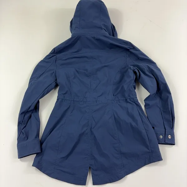 L.L. Bean Coat Womens Small Blue Nylon Hooded Anorak Zip Pockets Drawcord Waist - Image 8