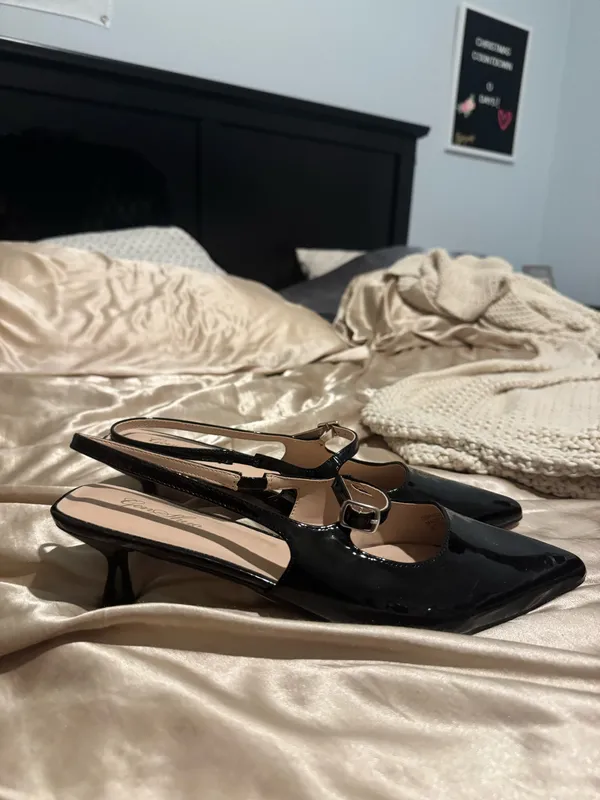 Black Kitten Heels Size 10 - Image 2