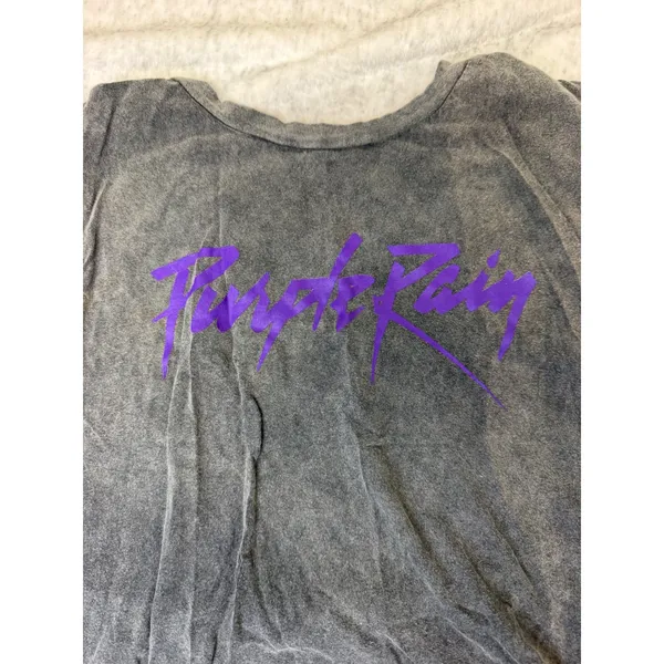 Prince Purple Rain Graphic Tank Top Washed Black Mineral Wash High Low LG NEW - Image 4