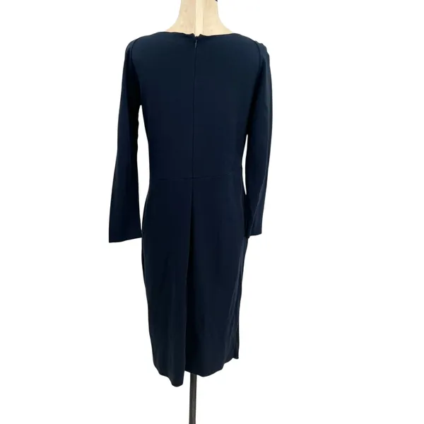 Armani Collezioni Draped Sheath Dress Classic Long Sleeve Navy Blue‎ Size 10 - Image 8