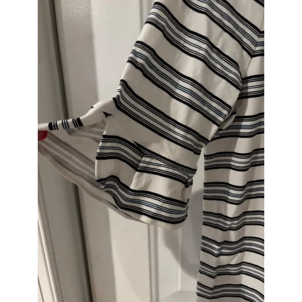 Ann Taylor Factory Striped Knit Top‎ Ruffle Sleeve Casual Everyday Size M - Image 2