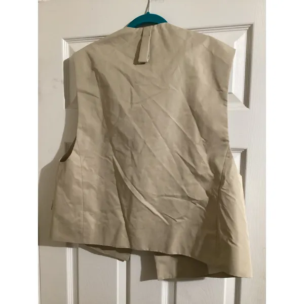 ZARA Women Beige Sleeveless Open Front Pocket Vest Blazer Oversized Medium - Image 6
