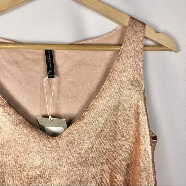 Zara‎ Rose Gold Peplum Faux Leather Tank Top S - Image 3