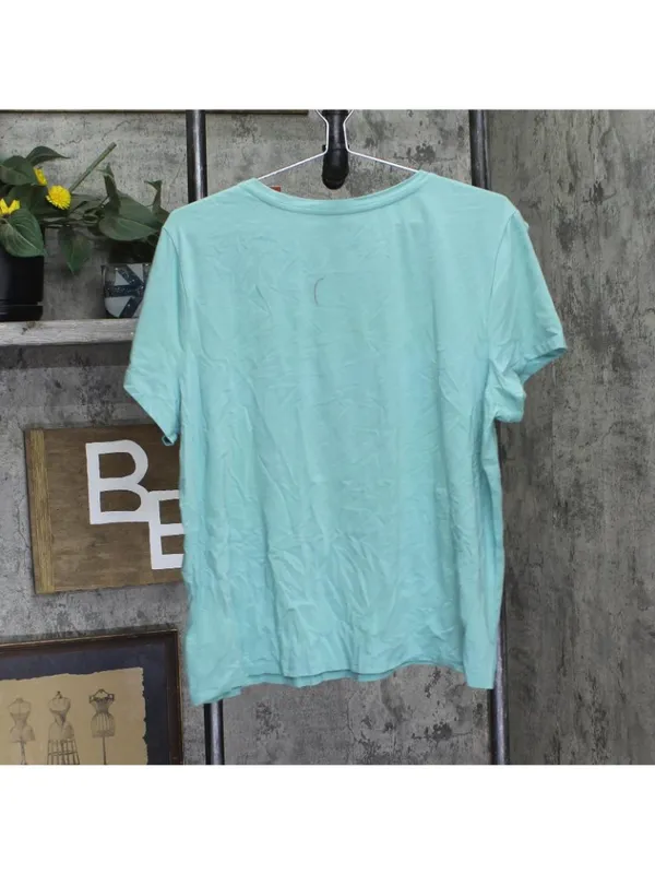 NWT State of Day Womens Cotton Blend Short-Sleeve Sleep Tee Canton Blue Green XL - Image 3