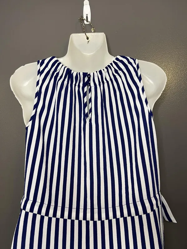 Juicy Couture Dress Womens Small Blue Stripe Belted Sleeveless Shift Nautical - Image 9