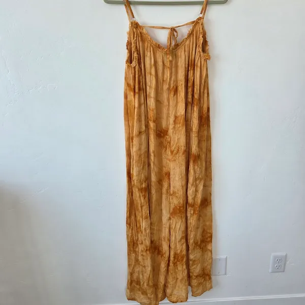 Vici Orange Tie Dye Jumpsuit Wide Leg Beach Resort Travel Vacation Cruise Medium - Image 10