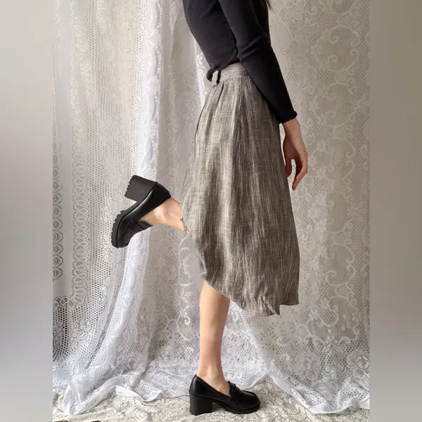 Vintage 90s Button Front Midi Skirt Norton McNaughton Size 8 - Image 6