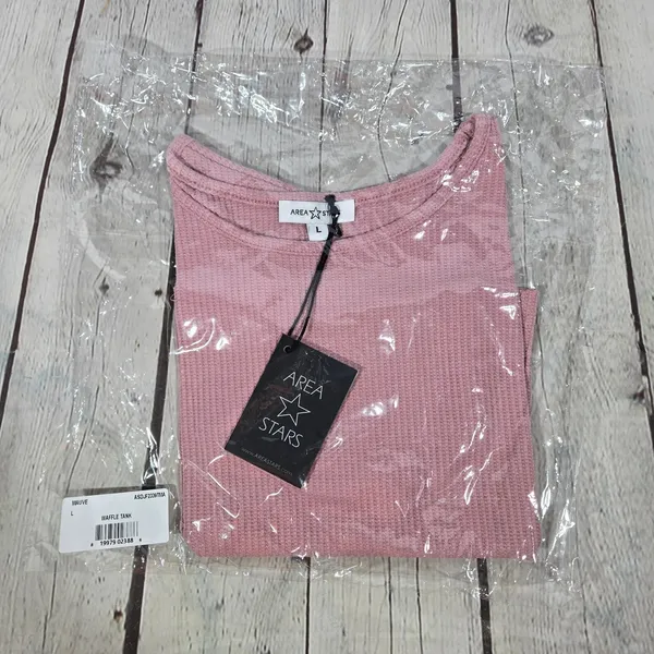 AREA STARS Mauve Waffle Knit Cropped Tank‎ Top Sleeveless Size L - Image 8